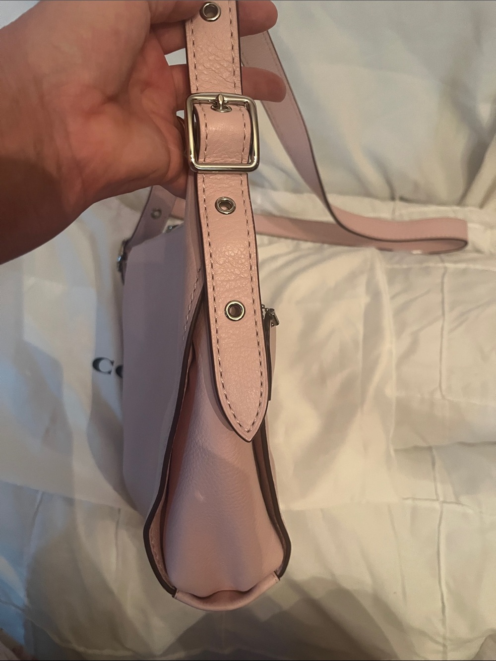 Coach Pink Pebbled Leather Crossbody Bag - Picture 4 of 12